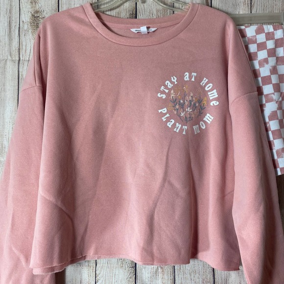 Grayson Social 2 Pc Pink Sweatshirt & Sweatshorts PJs Set Pajamas Size XL NWT - Picture 2 of 6